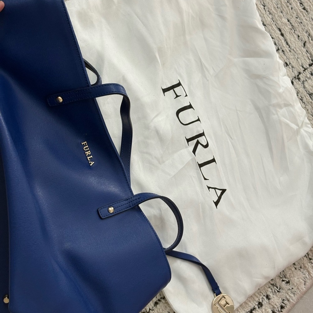 Furla Navy Leather Tote